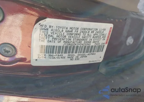 2000 Toyota Camry Le из США, поврежденный, VIN JT2BG22K3Y0423349